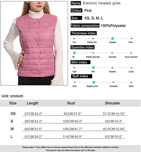 Women's Pink Button Heated Vest