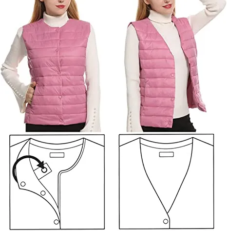 Women's Pink Button Heated Vest