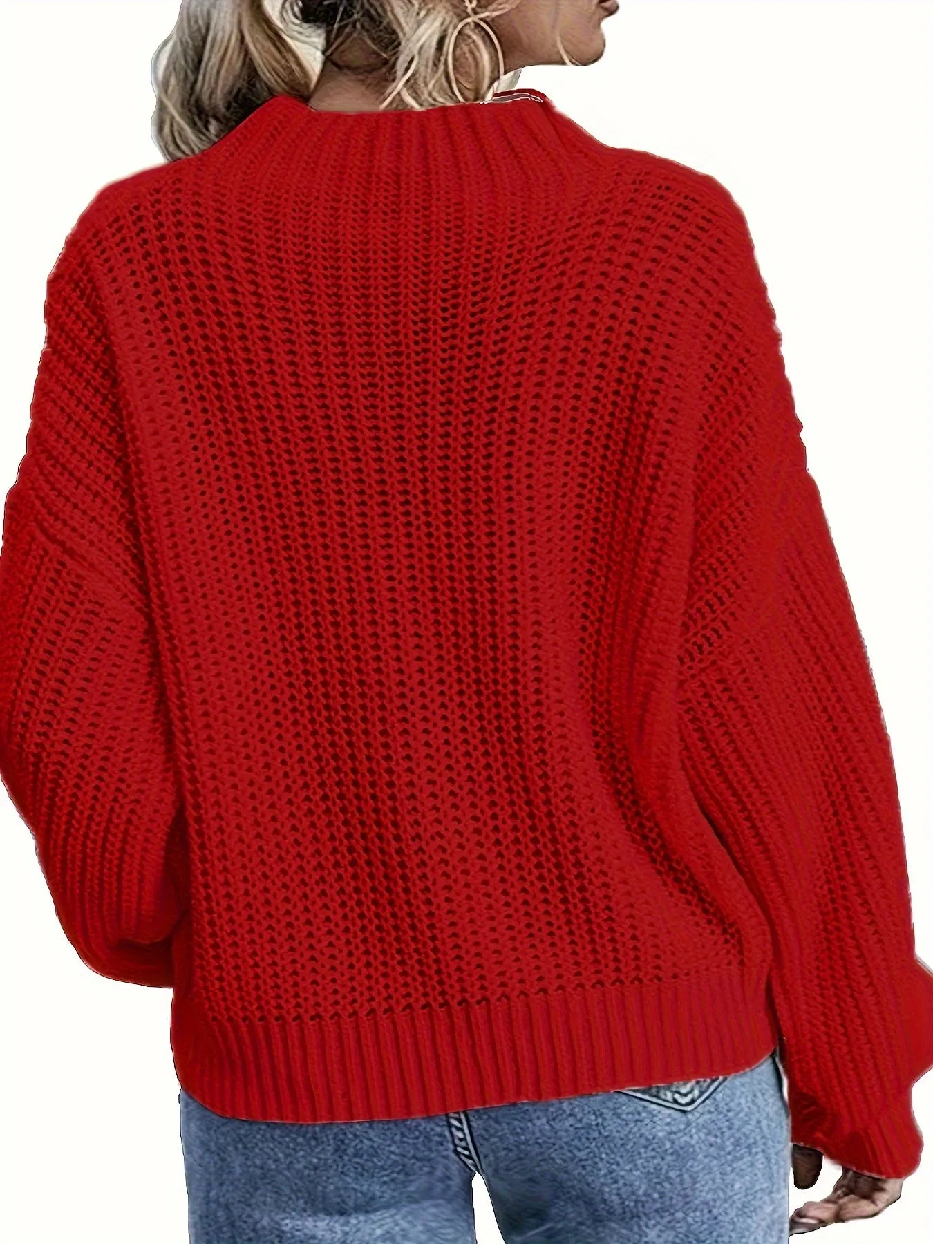 Women's Plus Solid Jacquard Long Sleeve Round Neck Sweater - Elevate Your Casual Style with Ease