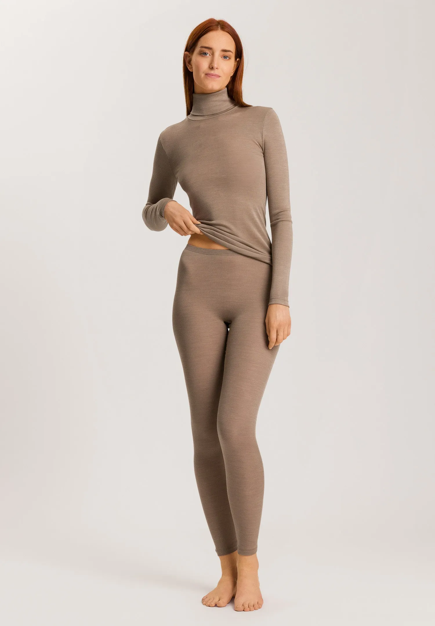 Woolen Silk W Wool and Silk Leggings | Taupe 71422-2847