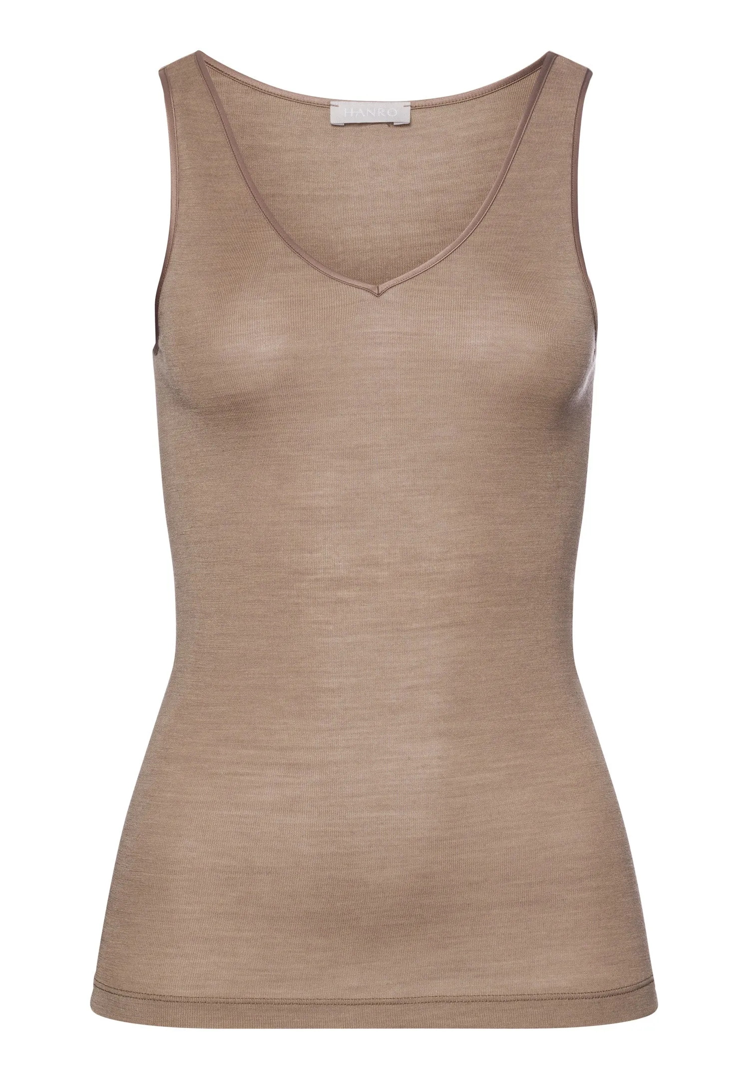 Woolen Silk W Wool And Silk V-Neck Tank Top | Taupe 71416-2847