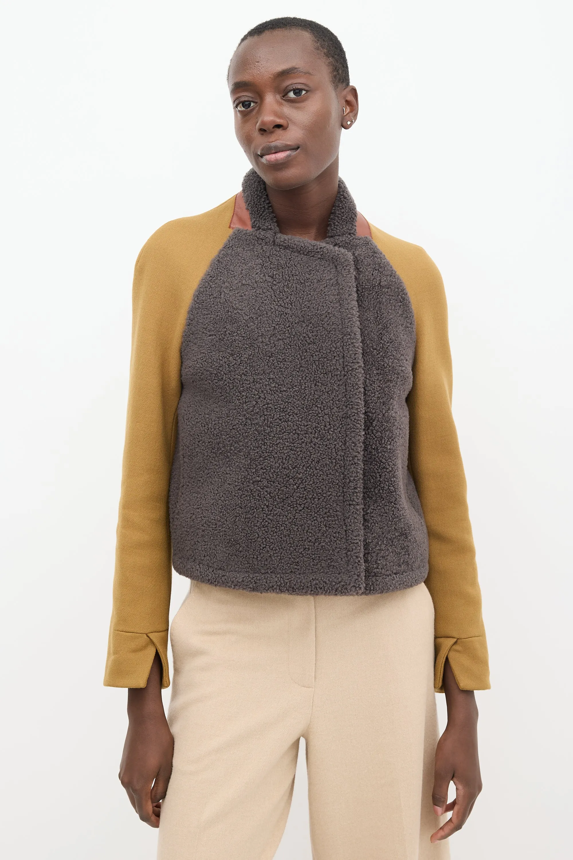 Yellow & Grey Shearling Panelled Jacket