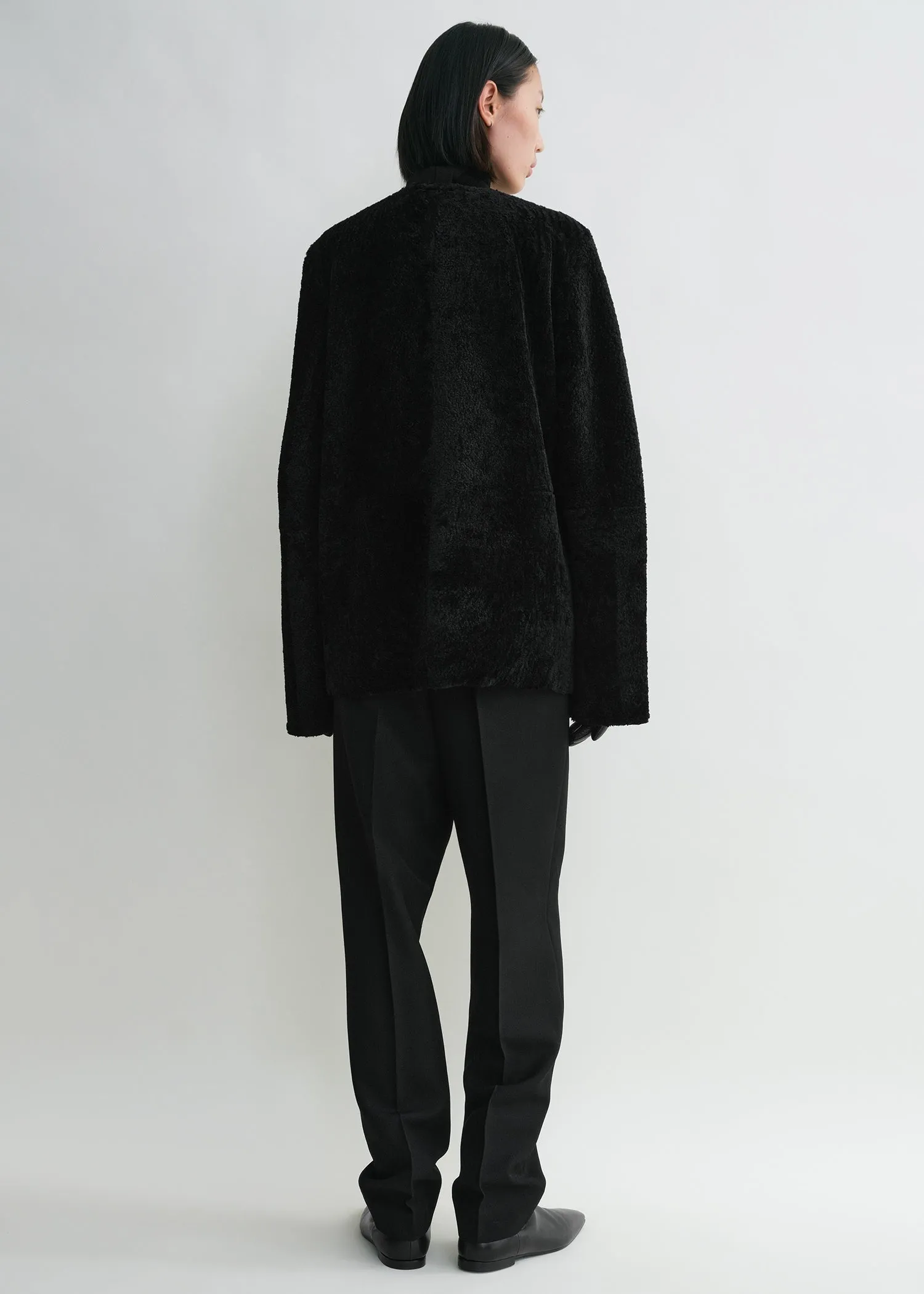 Zipped teddy shearling jacket black